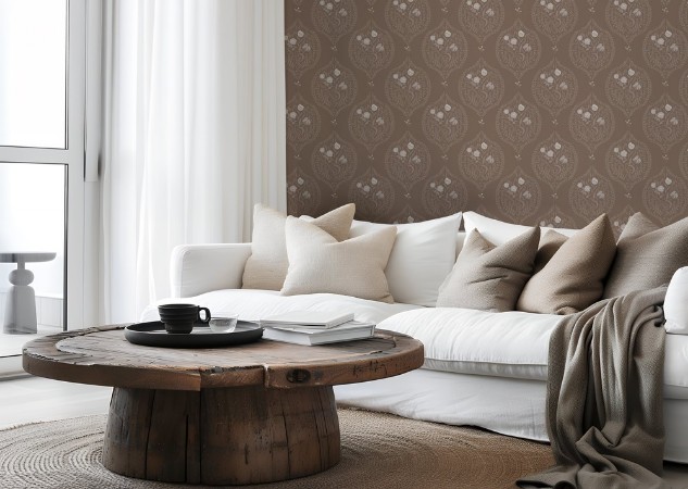 Picture of Väriyhdistelmä Flower bouquet in ogee solid Brown - 1032601-05 - 09405-01